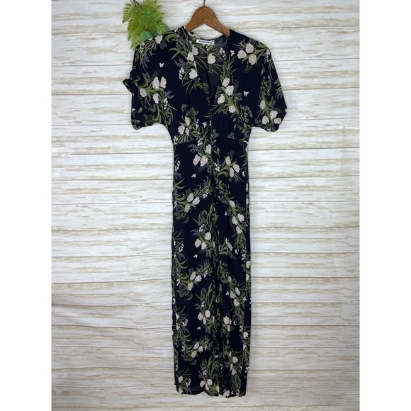Reformation Black White Floral Print Wide Leg Jumpsuit - Picture 1 of 5